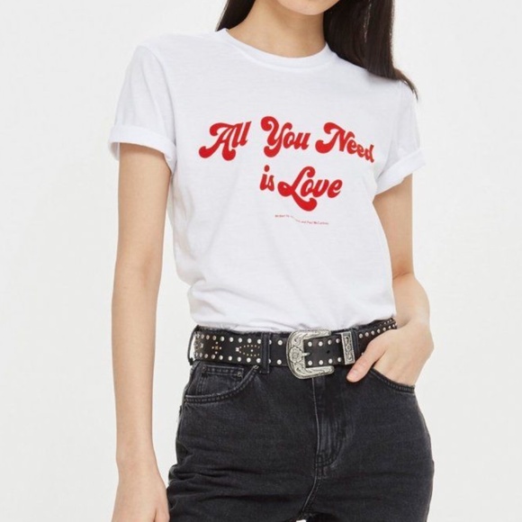 Topshop Tops - NWOT Topshop And Finally All You Need Is Love White Tee